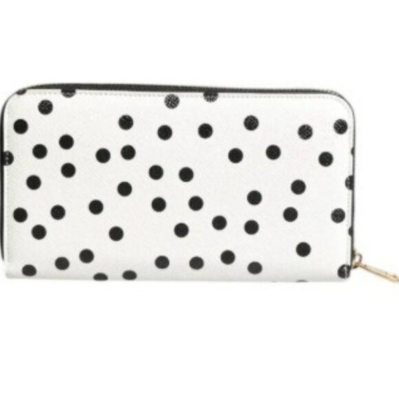 D&G White Black Striped Leather Zip Around Continental Wallet - Picture 2 of 5